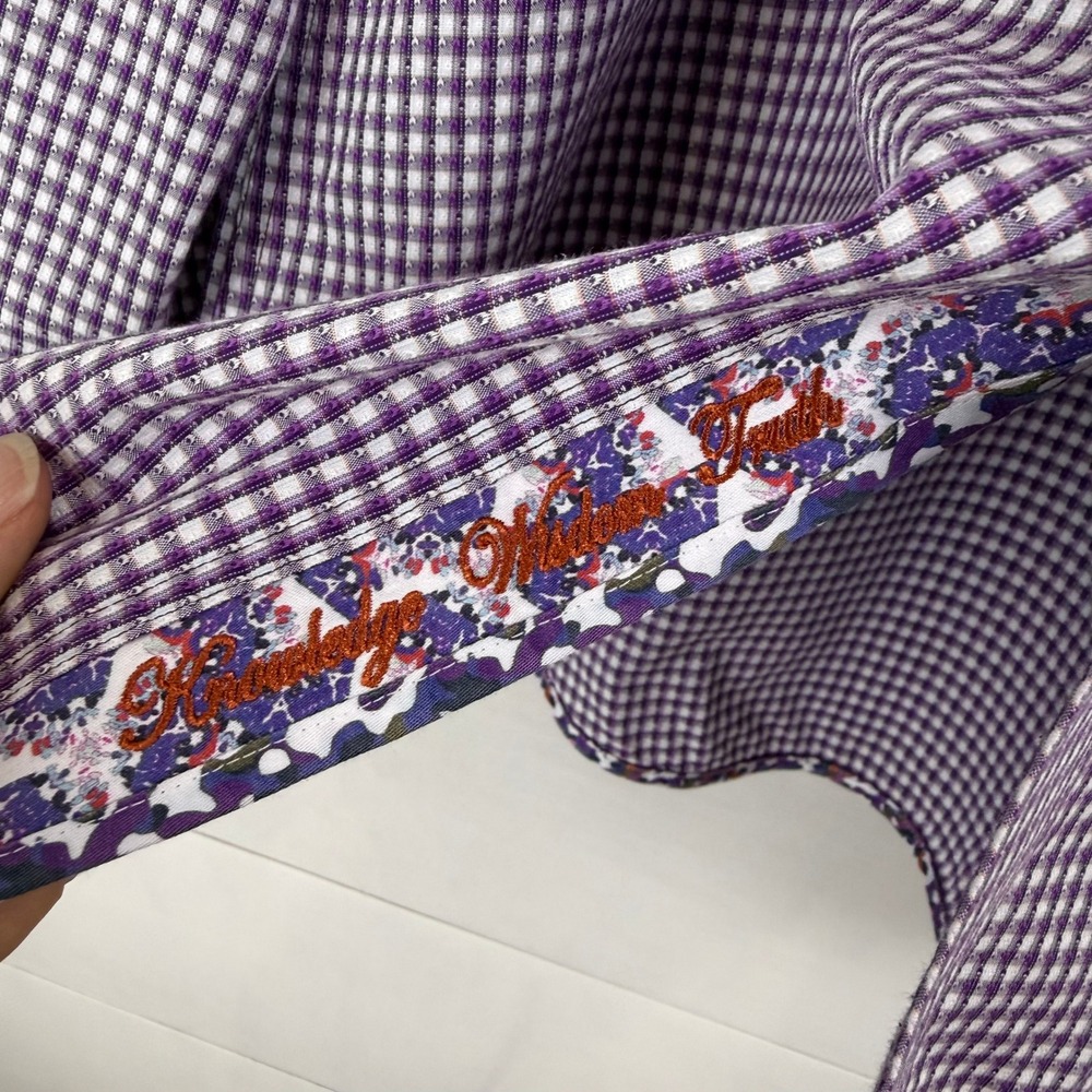 Robert Graham Men XL Classic Egyptian Cotton Button Down FLIP CUFF PURPLE CHECK - Picture 5 of 11